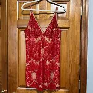 Cherry red sequin Free People short dress